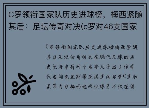 C罗领衔国家队历史进球榜，梅西紧随其后：足坛传奇对决(c罗对46支国家队进球创历史纪录)